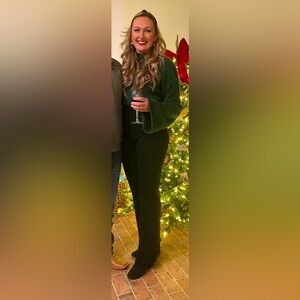 Free People cropped mock neck green sweater